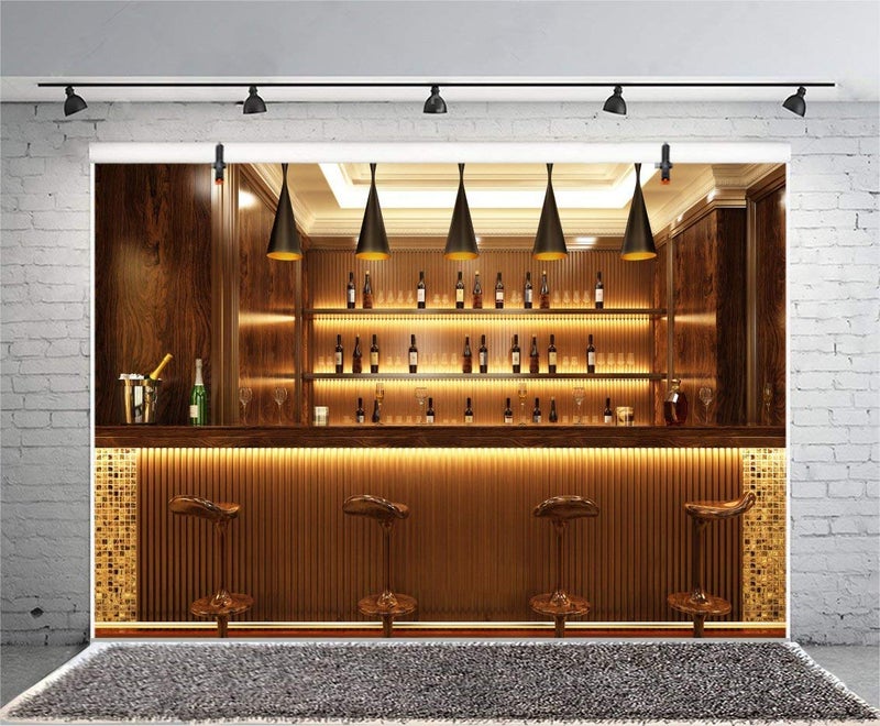 LFEEY Luxury Bar Backdrop for Photoshoot LFEEY 10x8ft Alcohol Wine Bottles Eatery Cafes Drink Urban Club Interior Evening Party Bar Photography Backdrops Modern Tavern Counter Background Photo Studio Props - Image 5